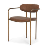 Parker Brown Leather Seat Gold Metal Frame Dining Chair, Set of 2 from Mercana - Luna Furniture
