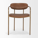 Parker Brown Leather Seat Gold Metal Frame Dining Chair, Set of 2 from Mercana - Luna Furniture