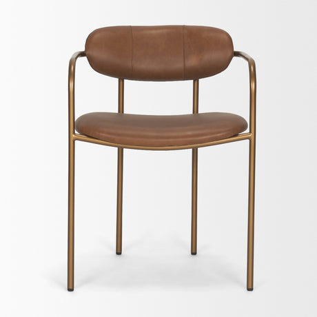 Parker Brown Leather Seat Gold Metal Frame Dining Chair, Set of 2 from Mercana - Luna Furniture