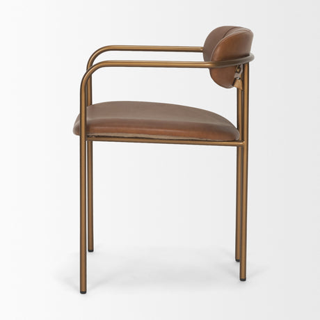 Parker Brown Leather Seat Gold Metal Frame Dining Chair, Set of 2 from Mercana - Luna Furniture