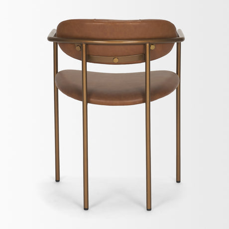 Parker Brown Leather Seat Gold Metal Frame Dining Chair, Set of 2 from Mercana - Luna Furniture