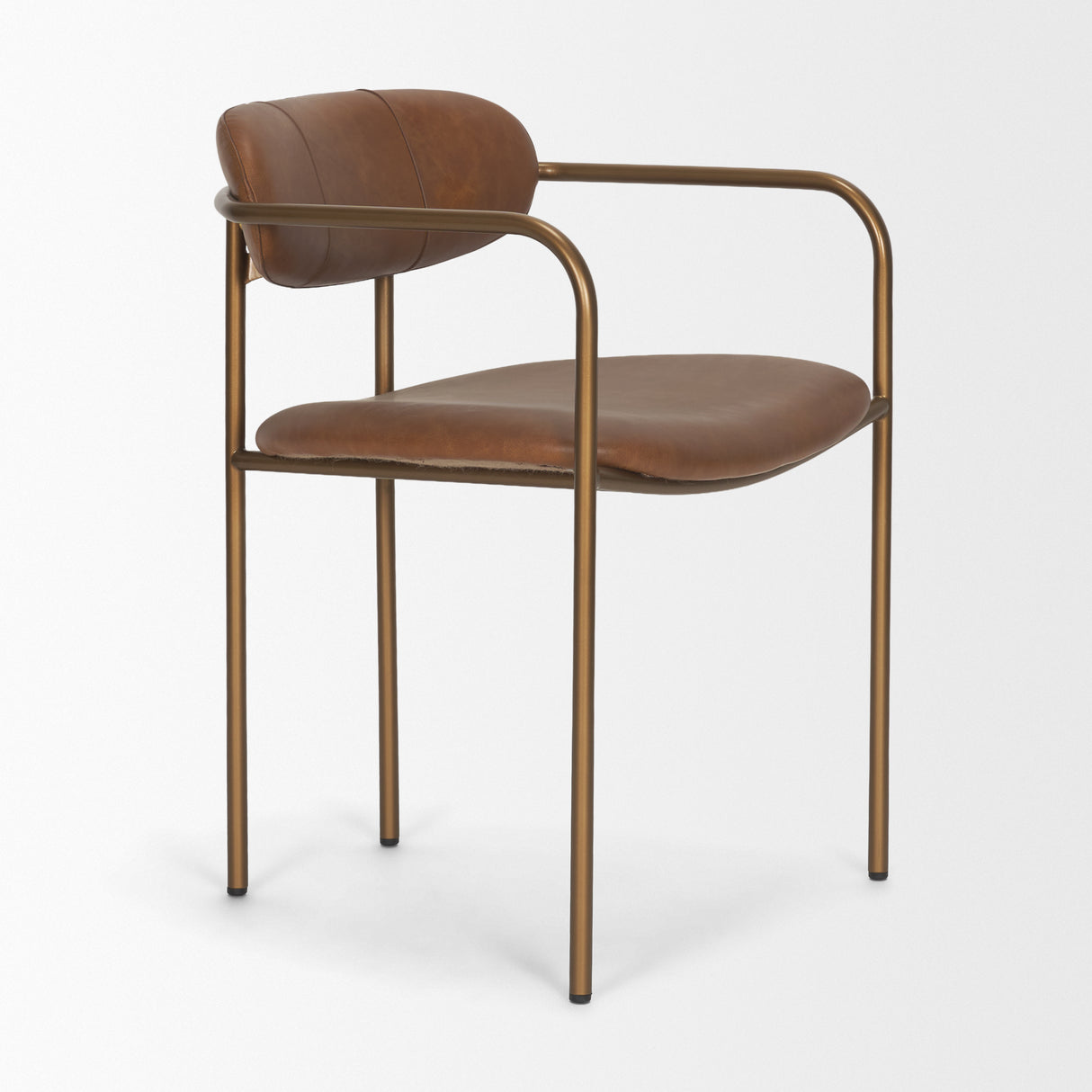 Parker Brown Leather Seat Gold Metal Frame Dining Chair, Set of 2 from Mercana - Luna Furniture