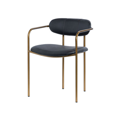 Parker Black Leather Seat Gold Metal Dining Chair, Set of 2 from Mercana - Luna Furniture