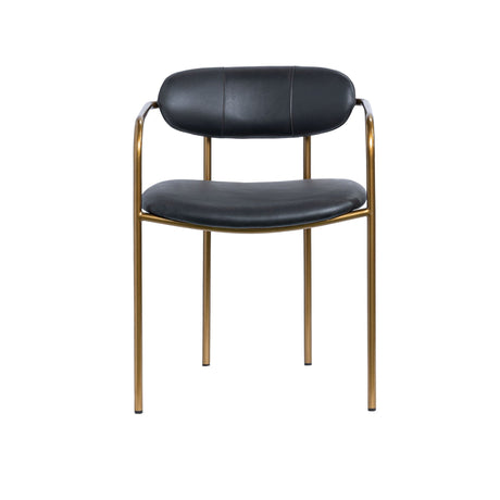 Parker Black Leather Seat Gold Metal Dining Chair, Set of 2 from Mercana - Luna Furniture