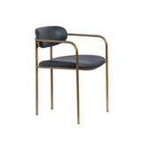 Parker Black Leather Seat Gold Metal Dining Chair, Set of 2 from Mercana - Luna Furniture