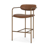 Parker Brown Leather Seat Gold Metal Counter Stool from Mercana - Luna Furniture
