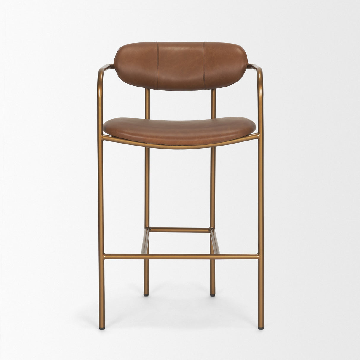 Parker Brown Leather Seat Gold Metal Counter Stool from Mercana - Luna Furniture