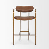 Parker Brown Leather Seat Gold Metal Counter Stool from Mercana - Luna Furniture