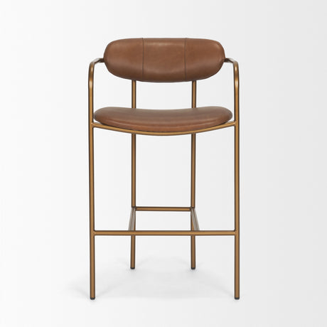 Parker Brown Leather Seat Gold Metal Counter Stool from Mercana - Luna Furniture