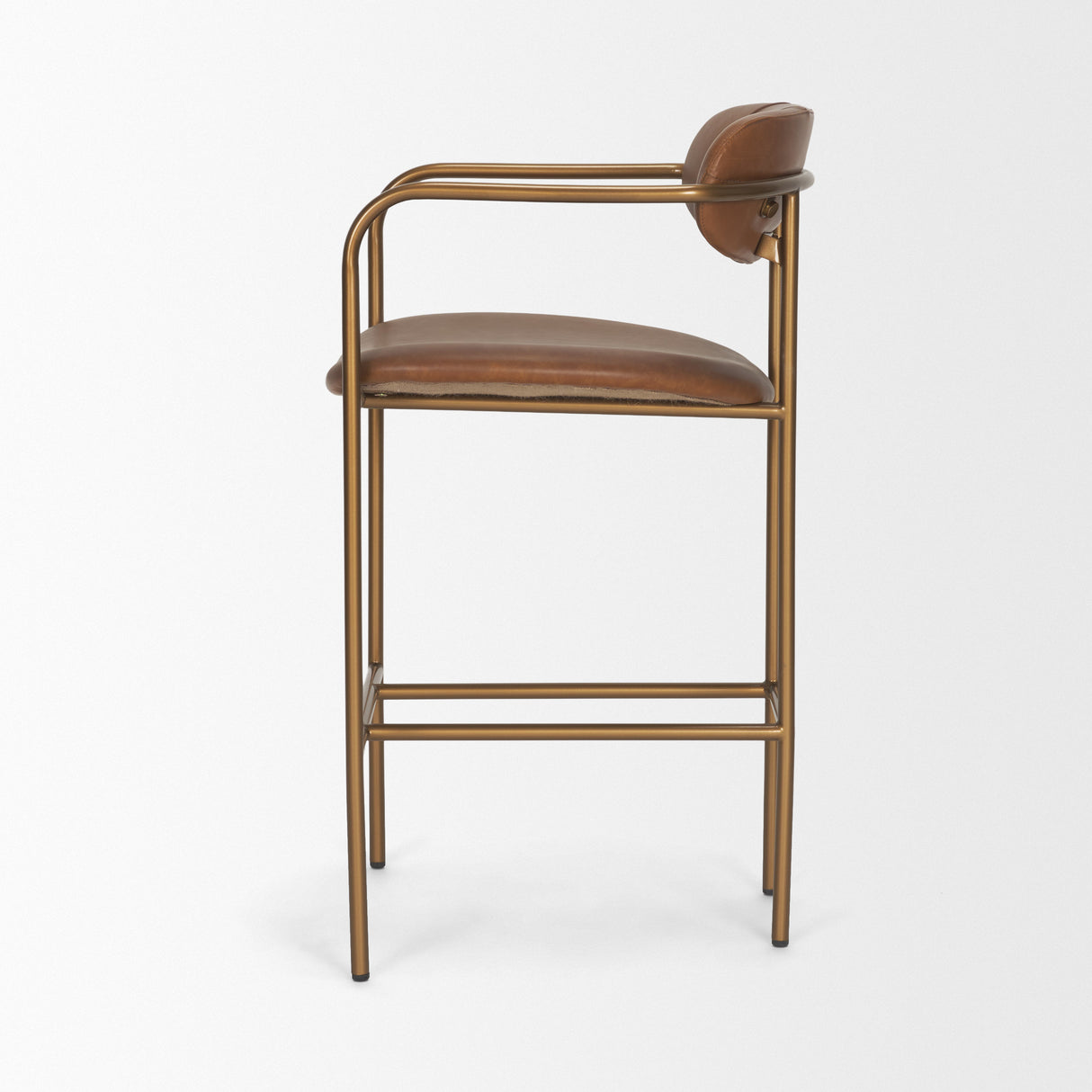 Parker Brown Leather Seat Gold Metal Counter Stool from Mercana - Luna Furniture