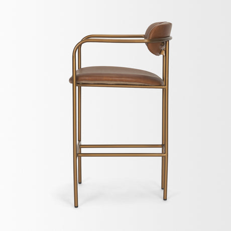 Parker Brown Leather Seat Gold Metal Counter Stool from Mercana - Luna Furniture