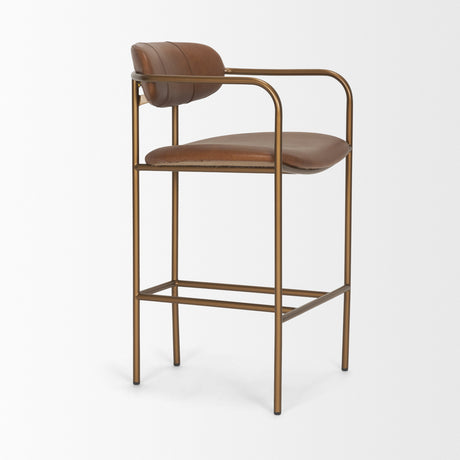 Parker Brown Leather Seat Gold Metal Counter Stool from Mercana - Luna Furniture
