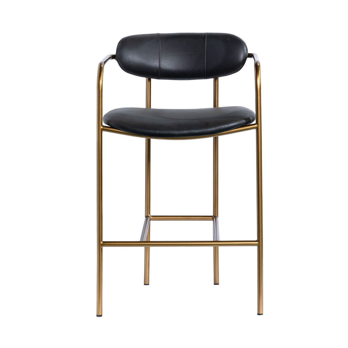 Parker Black Leather Seat Gold Metal Counter Stool from Mercana - Luna Furniture