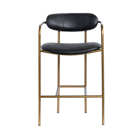 Parker Black Leather Seat Gold Metal Counter Stool from Mercana - Luna Furniture
