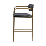 Parker Black Leather Seat Gold Metal Counter Stool from Mercana - Luna Furniture