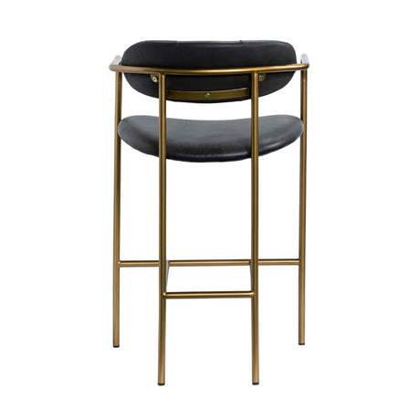 Parker Black Leather Seat Gold Metal Counter Stool from Mercana - Luna Furniture