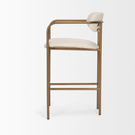 Parker Cream Fabric Seat Gold Metal Counter Stool from Mercana - Luna Furniture