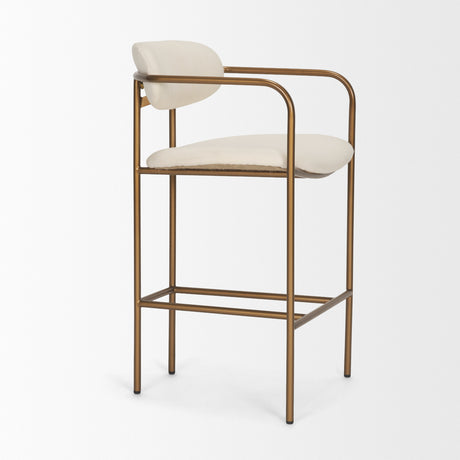 Parker Cream Fabric Seat Gold Metal Counter Stool from Mercana - Luna Furniture