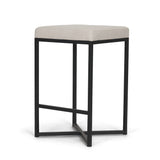 Frodo 26.5H Seat Height White Fabric Seat Black Metal Base Stool from Mercana - Luna Furniture