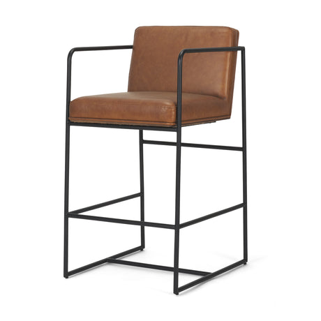 Stamford 36" Brown Leather Seat w/ Wood Back, Metal Frame Counter Stool from Mercana - Luna Furniture