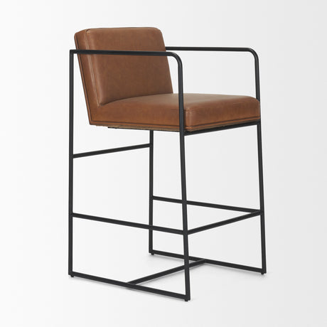 Stamford 36" Brown Leather Seat w/ Wood Back, Metal Frame Counter Stool from Mercana - Luna Furniture