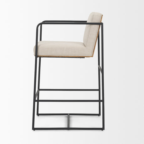 Stamford 36.5" Light Beige Upholstered Seat w/ Wood Back, Metal Frame Counter Stool from Mercana - Luna Furniture