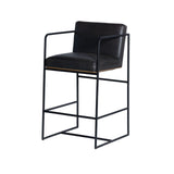Stamford 36" Total Height Black Leather Seat w/ Wood Back Metal Counter Stool from Mercana - Luna Furniture