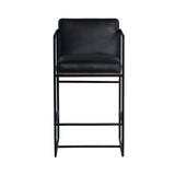 Stamford 36" Total Height Black Leather Seat w/ Wood Back Metal Counter Stool from Mercana - Luna Furniture