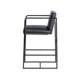 Stamford 36" Total Height Black Leather Seat w/ Wood Back Metal Counter Stool from Mercana - Luna Furniture
