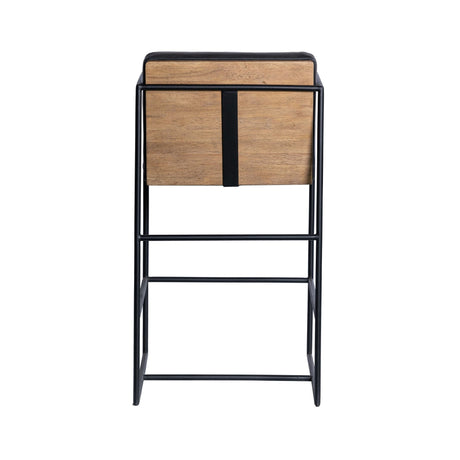 Stamford 36" Total Height Black Leather Seat w/ Wood Back Metal Counter Stool from Mercana - Luna Furniture