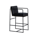 Stamford 36" Total Height Black Leather Seat w/ Wood Back Metal Counter Stool from Mercana - Luna Furniture