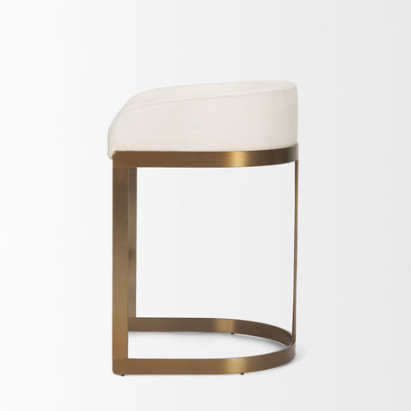 Hollyfield II Cream Fabric Seat W/ Gold Metal Base Counter Stool from Mercana - Luna Furniture