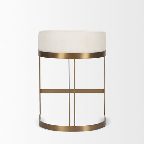 Hollyfield II Cream Fabric Seat W/ Gold Metal Base Counter Stool from Mercana - Luna Furniture