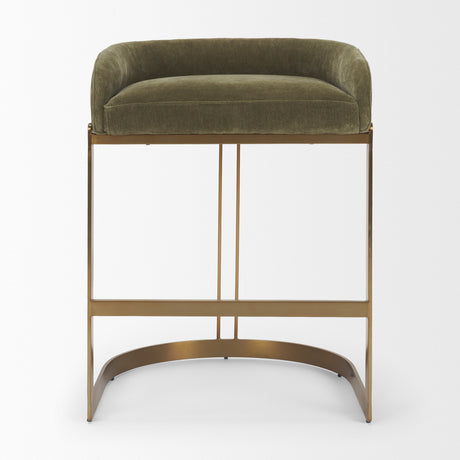 Hollyfield Backless 28.7in Seat Bar Stool | Olive Fabric w/ Gold Metal from Mercana - Luna Furniture