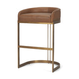 Hollyfield II Brown Leather Seat Gold Metal Base Bar Stool from Mercana - Luna Furniture