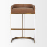 Hollyfield II Brown Leather Seat Gold Metal Base Bar Stool from Mercana - Luna Furniture