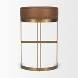 Hollyfield II Brown Leather Seat Gold Metal Base Bar Stool from Mercana - Luna Furniture