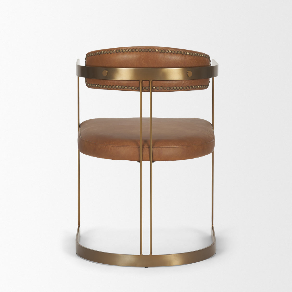 Hollyfield I Brown Leather Seat Gold Iron Frame Dining Chair from Mercana - Luna Furniture