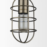 Hines I 4x8 Antiqued-Brass Metal Cage Pendant Light from Mercana - Luna Furniture