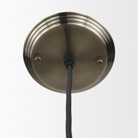 Hines I 4x8 Antiqued-Brass Metal Cage Pendant Light from Mercana - Luna Furniture