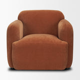 Saga Stonewashed Rust Chenille Fabric Upholstered Chair from Mercana - Luna Furniture
