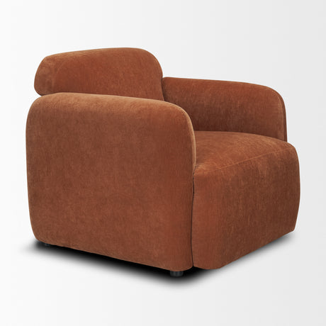 Saga Stonewashed Rust Chenille Fabric Upholstered Chair from Mercana - Luna Furniture