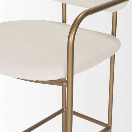 Parker 30" Seat Height Cream Fabric Seat Gold Metal Bar Stool from Mercana - Luna Furniture