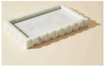 Camellia Rectangular White Marble Scalloped Tray from Mercana - Luna Furniture