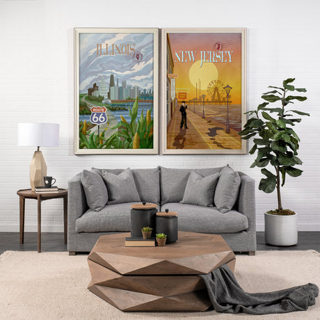 New Jersey Go USA (XL) by Mercana Studio a Hand Embellished Decograph Framed Art Print under Glass from Mercana - Luna Furniture