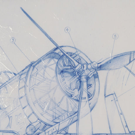Airplane Mechanical Sketch I by Ethan Harper Hand Embellished Framed Art Print Matted under Glass from Mercana - Luna Furniture