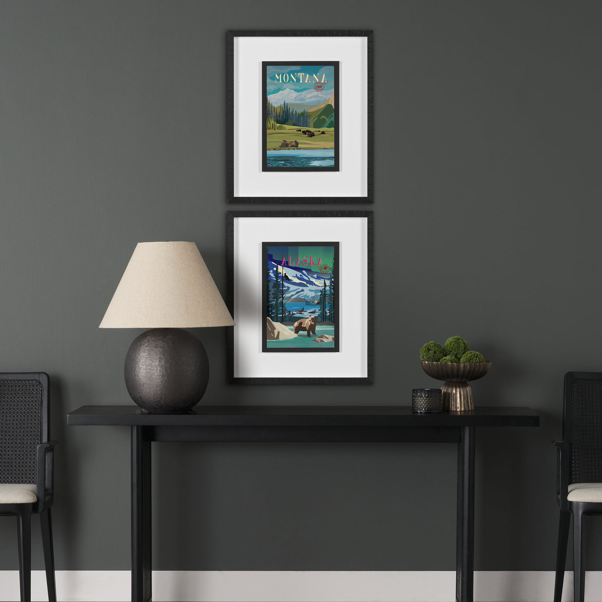 Montana Go USA (M) by Mercana Studio a Framed Art Print Matted under Glass from Mercana - Luna Furniture