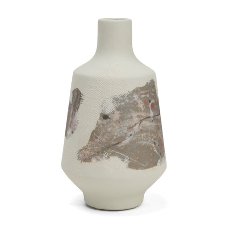 Velo 11.8H White w/Green Hand-Painted Terracotta Decorative Vase from Mercana - Luna Furniture