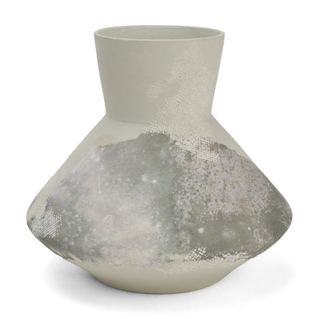 Velo 8.1H White w/Green Hand-Painted Terracotta Decorative Vase from Mercana - Luna Furniture