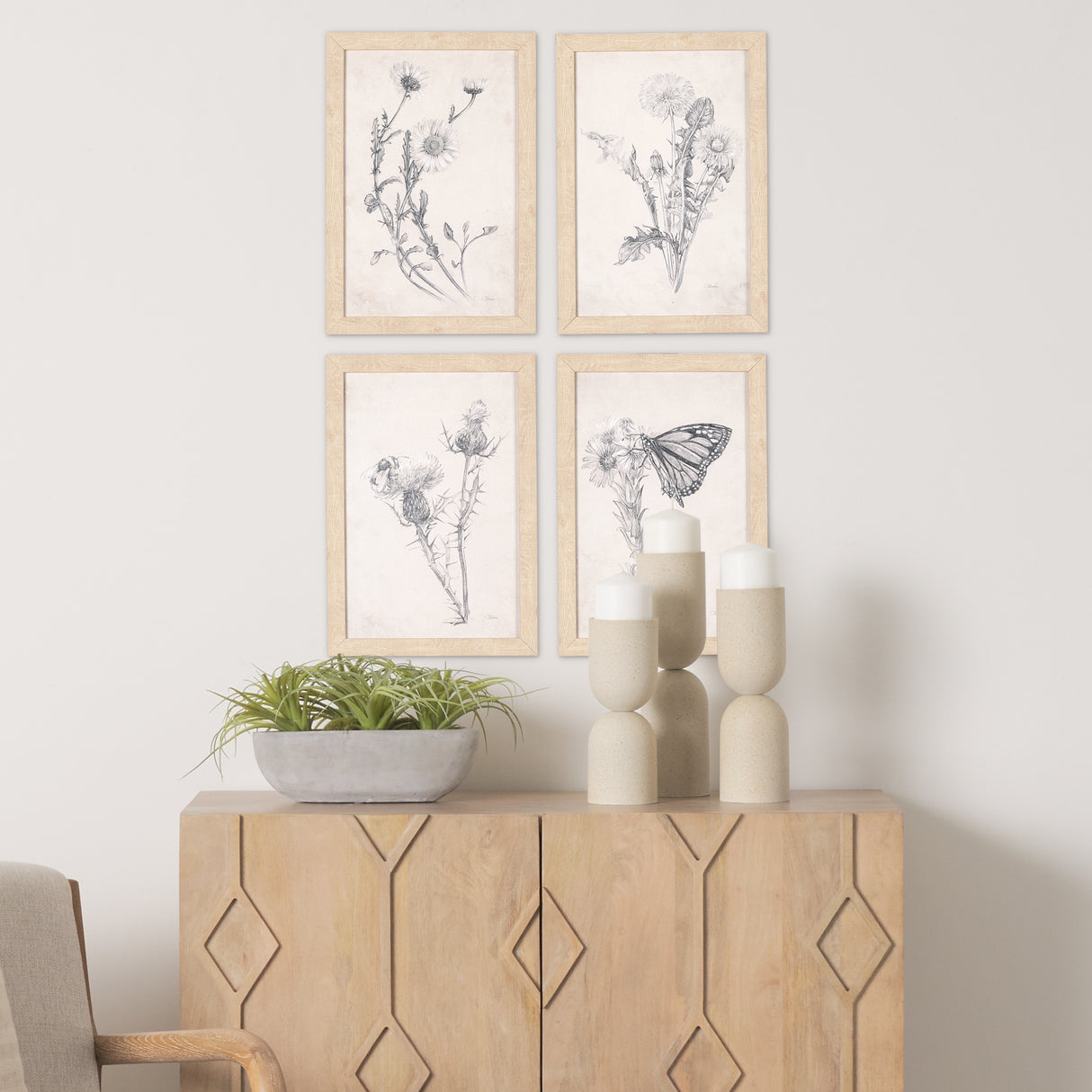 Chamomile Drawing I by Mercana Studio a Hand Embellished Textured Framed Art Print from Mercana - Luna Furniture